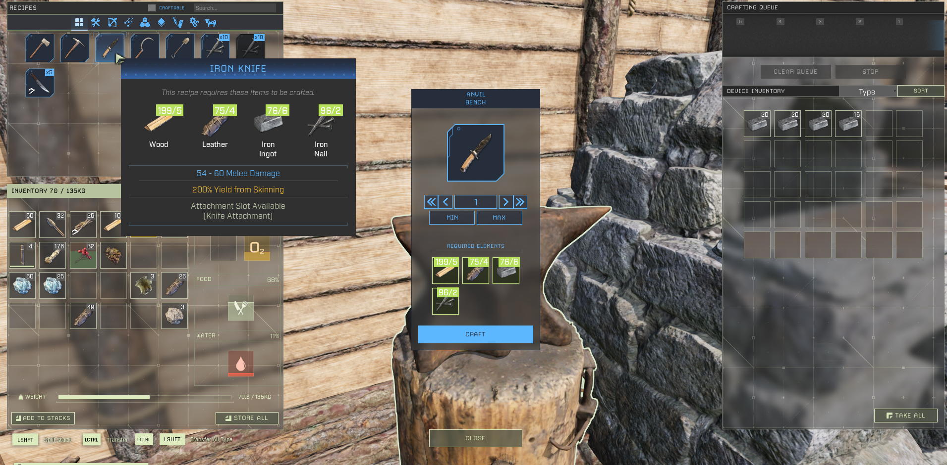 Crafting with iron