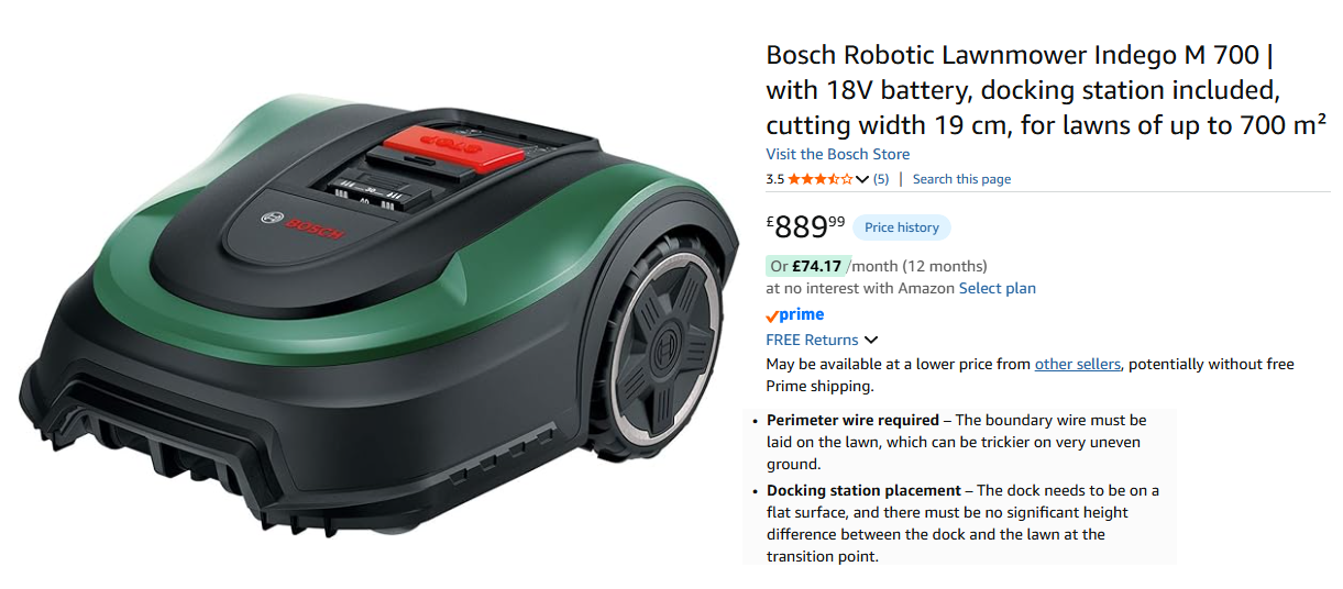 Bosch Indego M 700 robot lawnmower for larger lawns